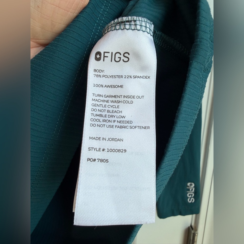 Figs Women’s Ribbed Longsleeve Underscrub Caribbean Blue Size Small - Picture 6 of 9